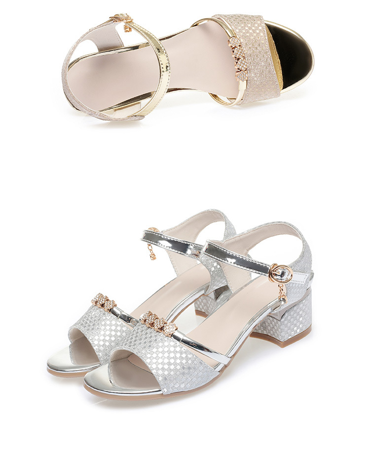 Sandal nữ hở mũi da thật gót thấp đế mềm — màu vàng chi tiết 12
