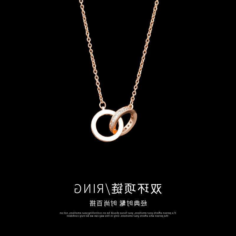 S925 Thai Silver Necklace Women's All-match Niche Design High-end Sense Temperament Double-ring Clavicle Woolen Chain Silver Jewelry Wholesale
