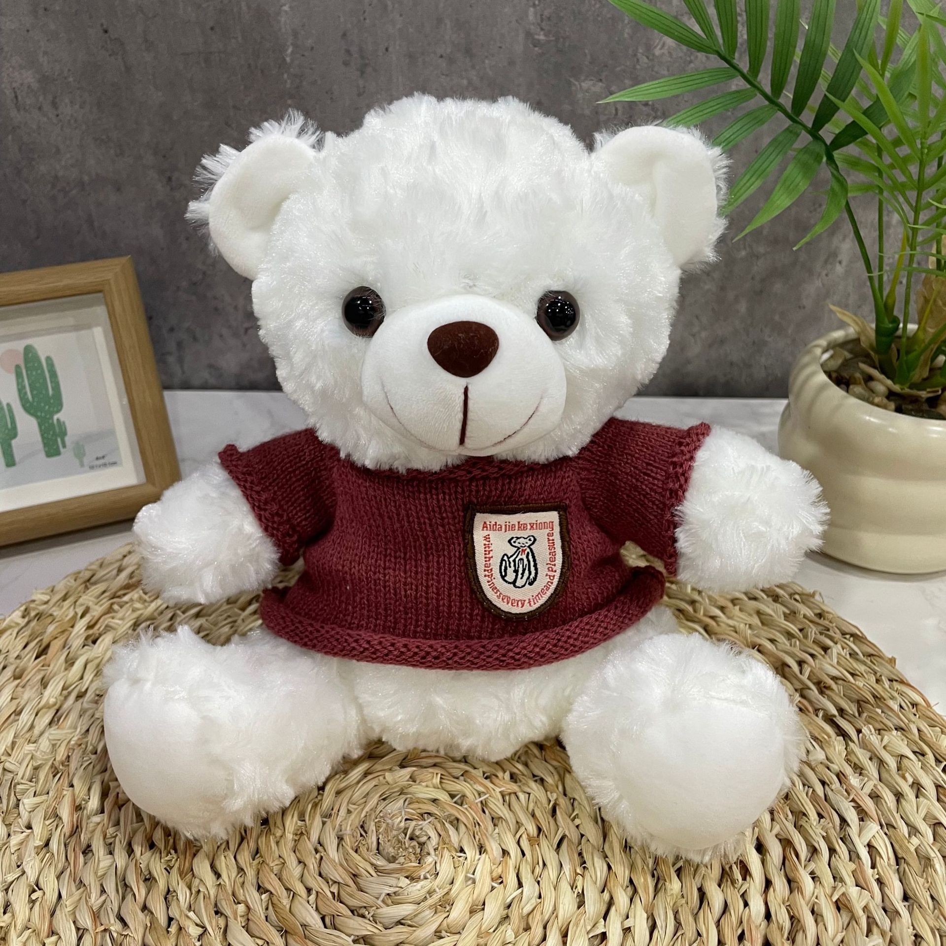 Teddy Bear se puede imprimir LOGO evento de vacaciones muñeca regalo para el hogar adornos de escritorio abrazar juguetes de peluche