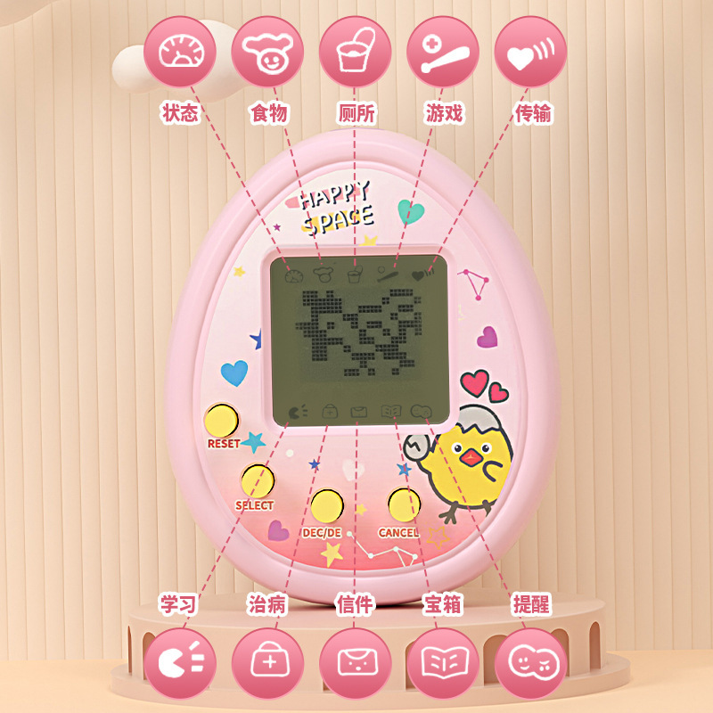 Juegos electrónicos populares transfronterizos para mascotas mini juegos electrónicos de mano para alimentar a las mascotas llaveros pequeños colgantes