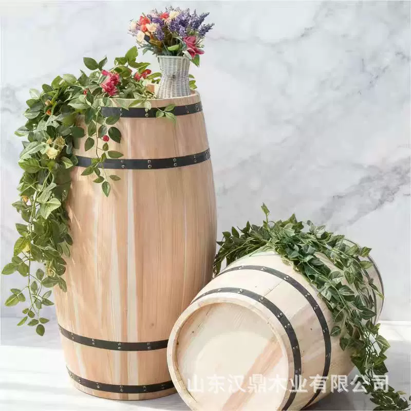 原木色啤酒桶装饰道具酒吧摆件婚庆用品拍摄场景工具展会装饰木桶