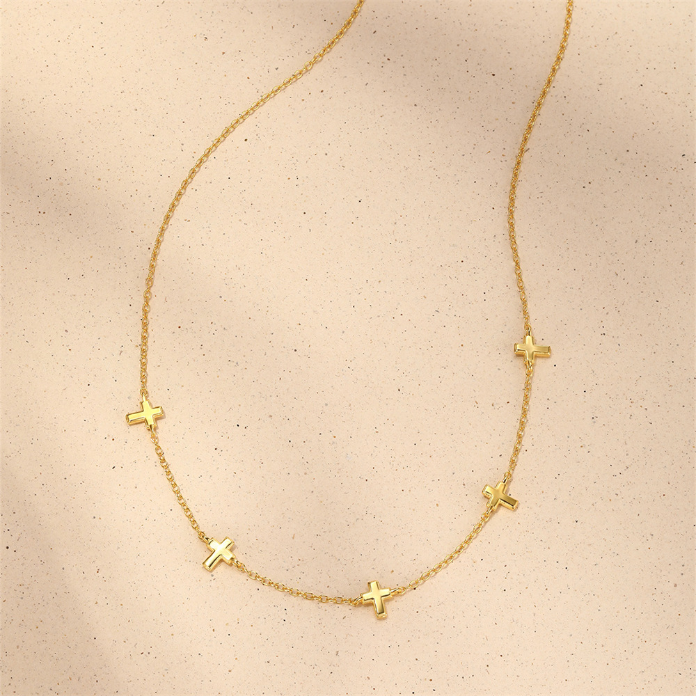 1 Piece 925 Sterling Silver Cross 925 Sterling Silver Cable Chain Pendant Necklace display picture 5