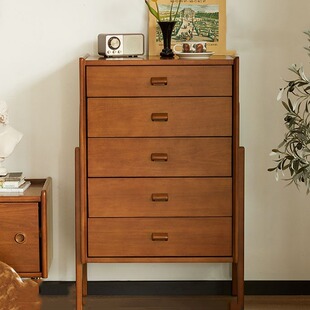Nordic Solid Wood Drawer Cabinet Household Small Apartment Multifunctional Drawer Storage Side Cabinet Bedroom Vintage Storage Drawer Cabinet
