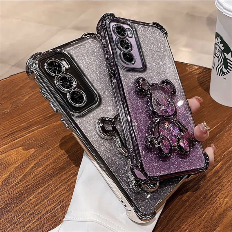 Aplicable para oppo A3pro cuatro ángulos a prueba de caídas caso de teléfono móvil A5X polvo flash violento oso goma suave RealmeC75 funda protectora