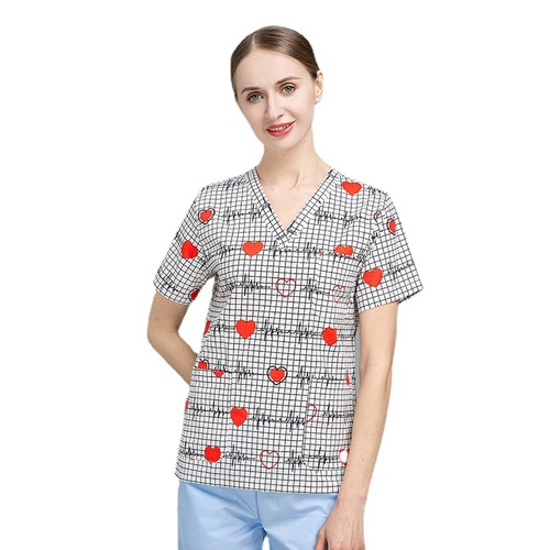 Printed surgical gown short-sleeved split suit doctor's scrub suit summer thin cotton surgical operating room overalls