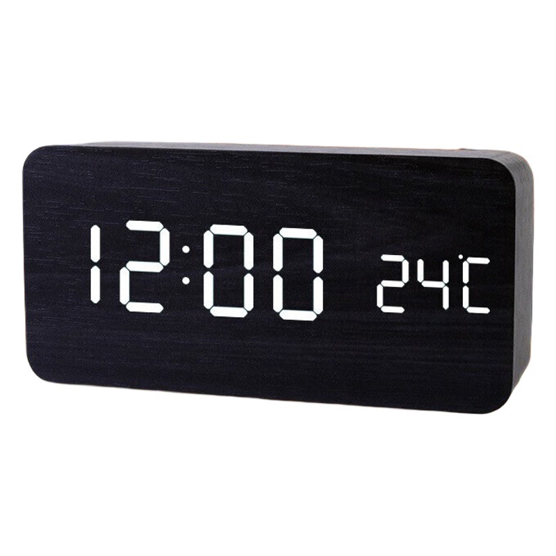 LED creativo reloj despertador de madera al por mayor mudo luminoso noche pantalla digital reloj electrónico control de voz estudiante reloj de alarma dedicado