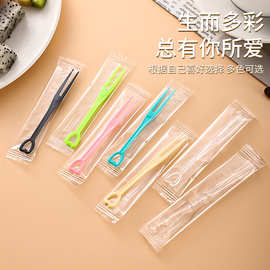 一次性水果叉独立包装蛋糕水果店小签子食品级塑料PS甜品试吃叉子