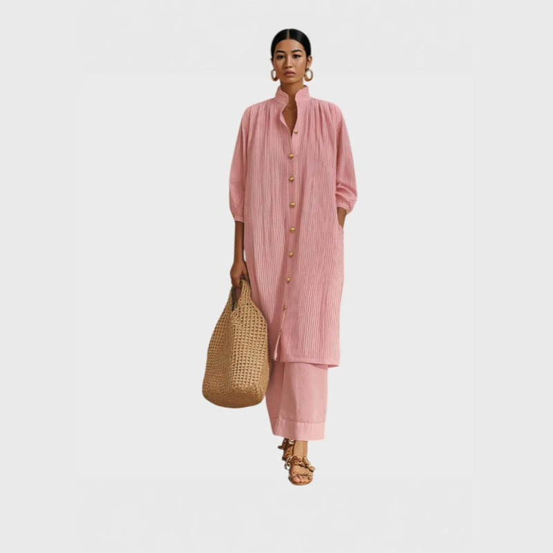 2626 New European and American Spring and Autumn Cross-Border Women's Clothing Casual Retro Style Striped Shirt Cotton and Linen Long-Sleeved Suit 2626 New European and American Spring and Autumn Cross-Border Women's Clothing Casual Retro Style Striped Shirt Cotton and Linen Long-Sleeved Suit