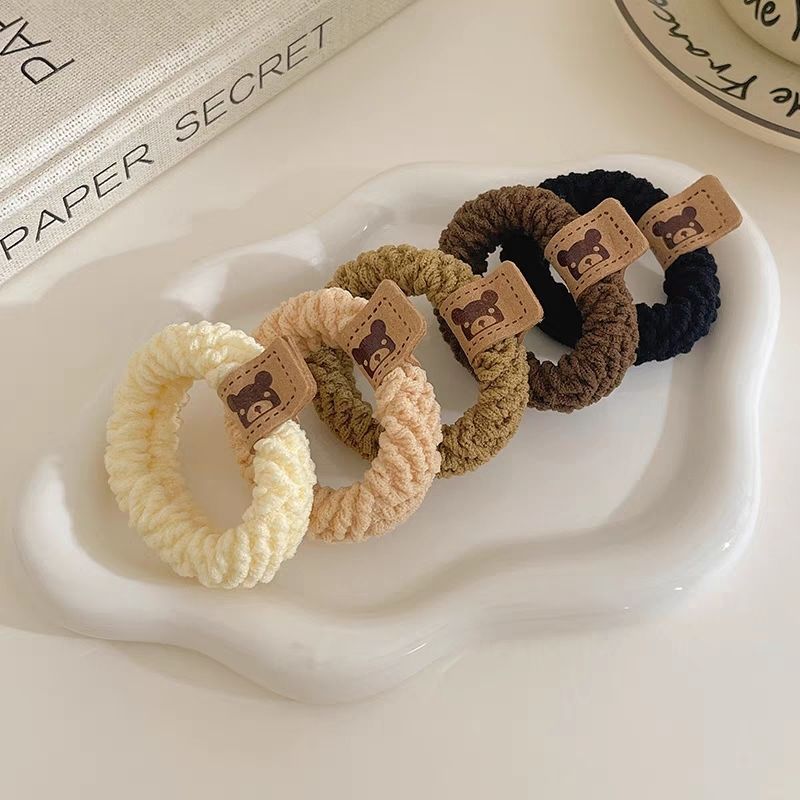 Otoño y invierno curry lindos osos anillo de cabello simple de alta calidad cuerda de cabello alta elástica no es fácil de romper no lastimar adornos de cabello de cabello