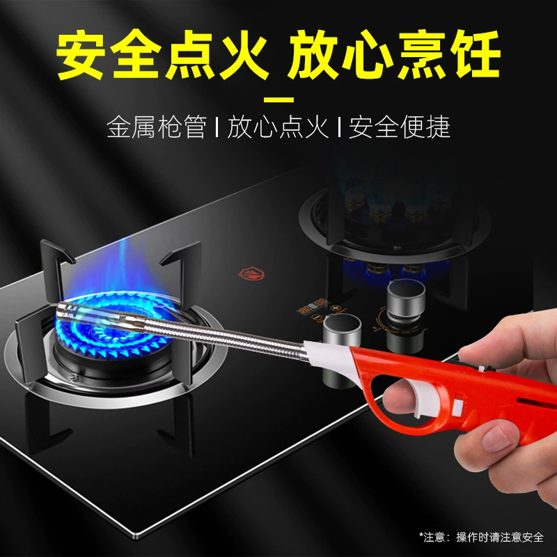 Удлиненная металлическая зажигалка с открытым пламенем для кухонной газовой плиты, пистолет для зажигания, оптом в наличии