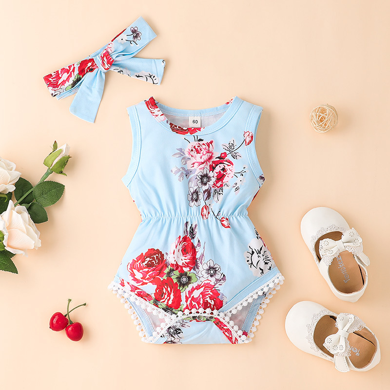 Casual Flower 100% Cotton Baby Clothes display picture 1