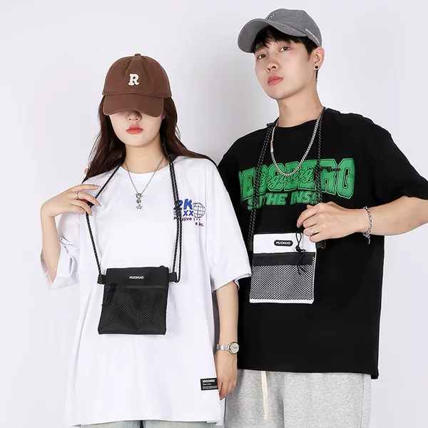 2023 New Trendy Men's Sports Cycling Backpack Women's Bag Japanese Style Crossbody Shoulder Bag Women's Fashion Student Mobile Phone Bag