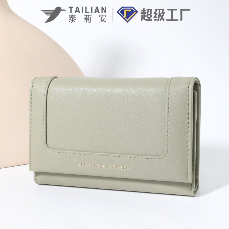 Nuevo tipo corto de cartera de damas, bolso en una cartera multi-tarjeta, cartera de gran capacidad, cartera casual de alto valor facial, cartera