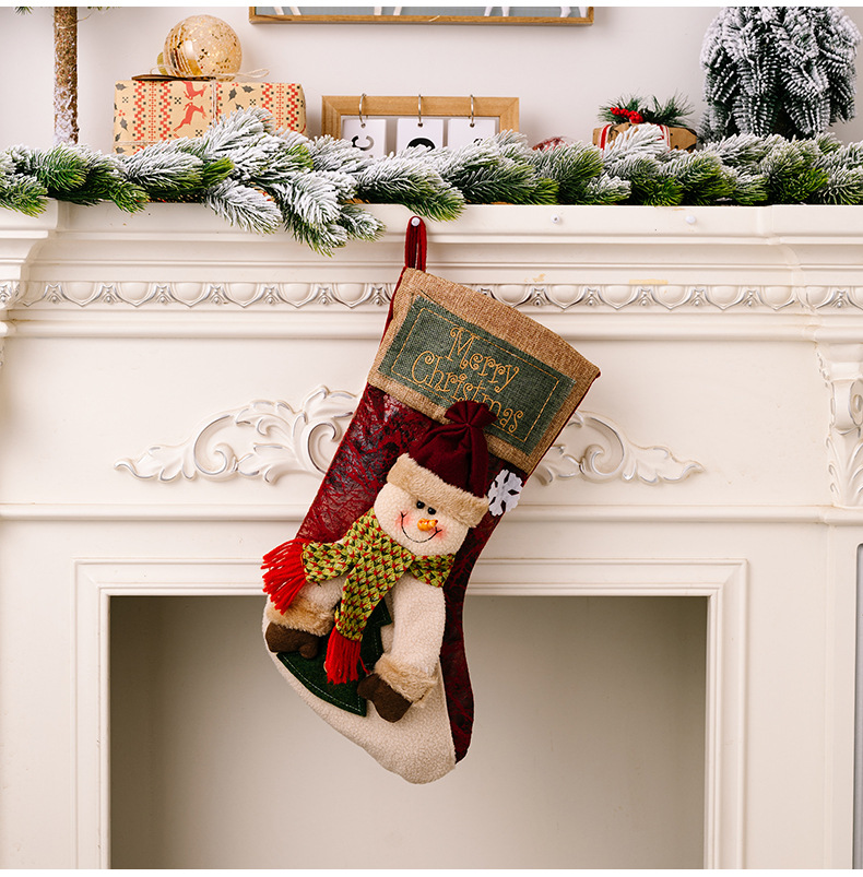 Retro Style Christmas Retro Santa Claus Snowman Elk Party Christmas Socks