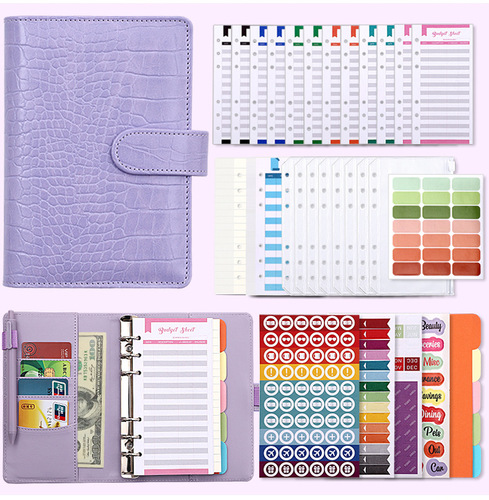 Macaron A6PU Leather Spiral Notebook Bulk Wholesale Creative Cash Budget Financial Planner Handwritten Notebook