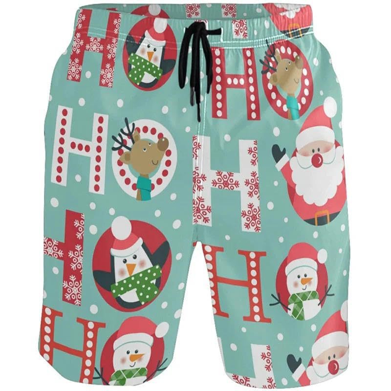 2026 Men's Hawaiian Christmas Fashion 3D Printed Shorts Beach Pants Cross-Border Amazon Hot Sale