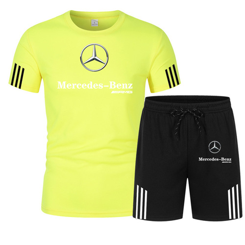 2025 Comfortable and Breathable Short Sleeve T-Shirt Set for Men, Beach Shorts, Printed Fashion Casual Sports Set
