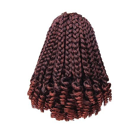 跨境非洲三股辫子尾卷化纤Box  Braids Curly Ends三股上编下缠管|undefined