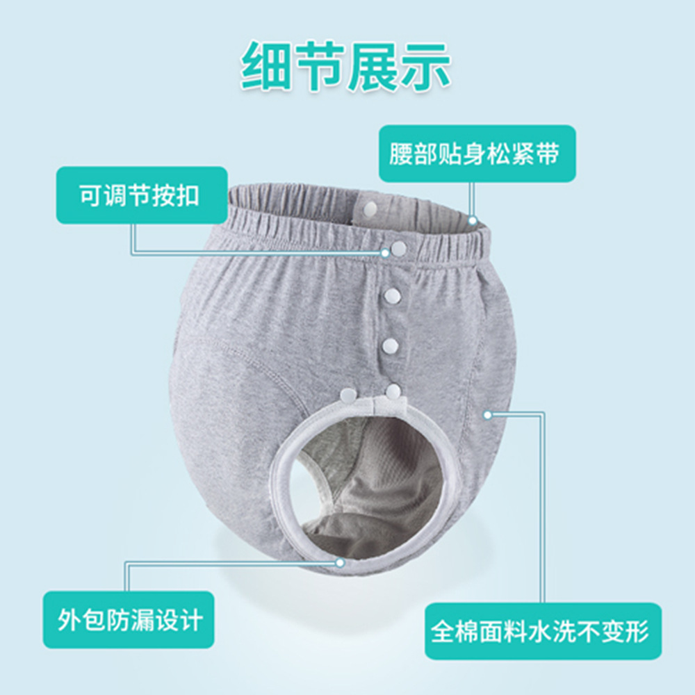 Pañales de tela para adultos de algodón de nuevo estilo para ancianos incontinencia ropa interior lavable a prueba de fugas pantalones de pañales personalizados de fábrica al por mayor
