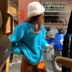 慵懒风紫色V领套头毛衣女秋冬2025新款韩系宽松百搭软糯针织上衣