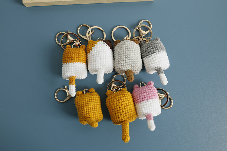 25g Weight Wool Yarn Home Textiles & Decor Type Handmade Inlay Material Keychain Classification 1 Piece Quantity Daily Occasion yarn Material Cartoon, Cat Pattern Knitting Design Cute Style 1 Piece Cartoon Cat Keychain Yarn Handmade Cute Keychain 8