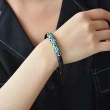 恒鼎盛珠宝【925银镶天然和田墨玉锦上添花花丝手镯】圈口54-64号