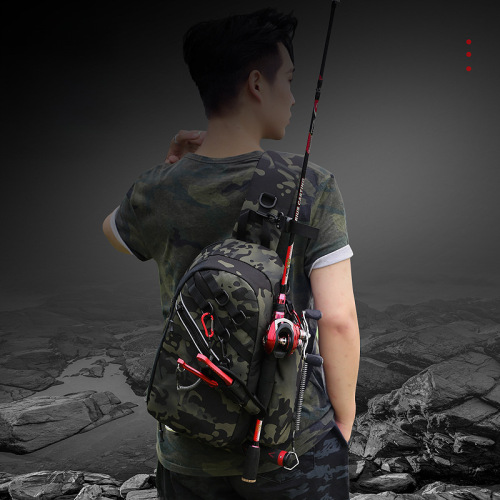 Lure fishing bag, backpack, shoulder bag, crossbody bag, rod holder, multi-functional waist bag, large-capacity rod bag, integrated hiking bag