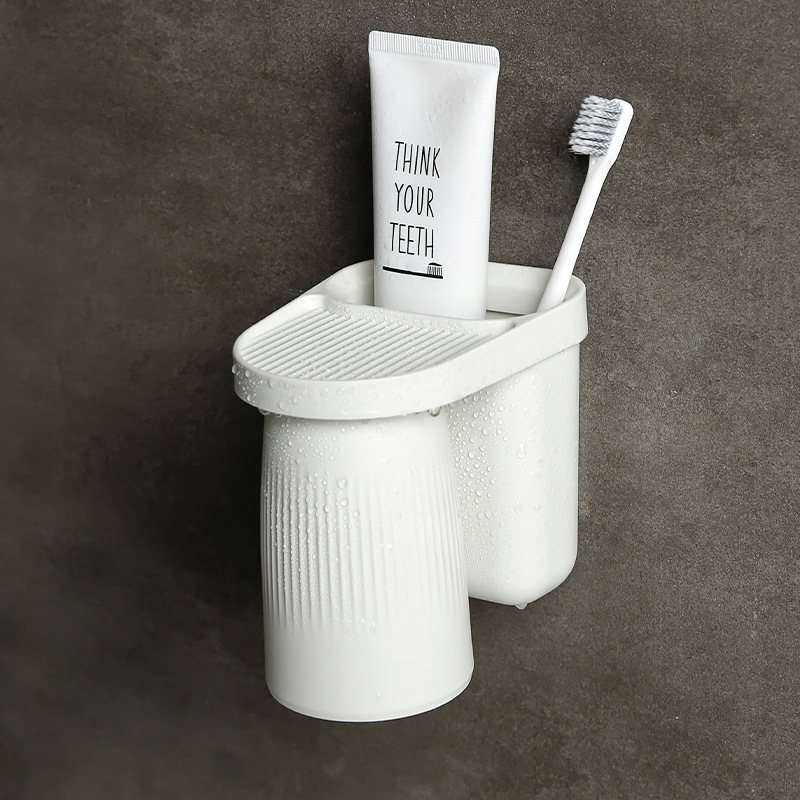 [Titular de cepillo de dientes] Japonés de alto grado cepillo de dientes rack ponche libre enjuague bucal magnético Copa rack montado en la pared rack