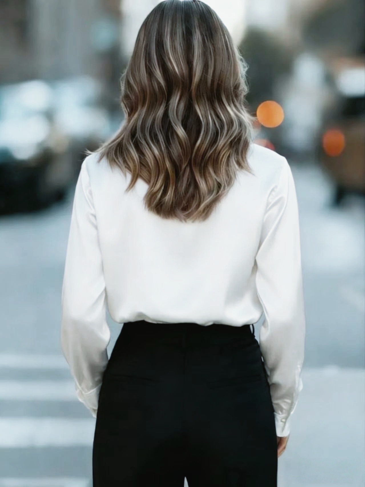 Women's Clothing Satin Shirt Long Sleeved Solid Color Versatile Professional Style American New_ecoleips.com