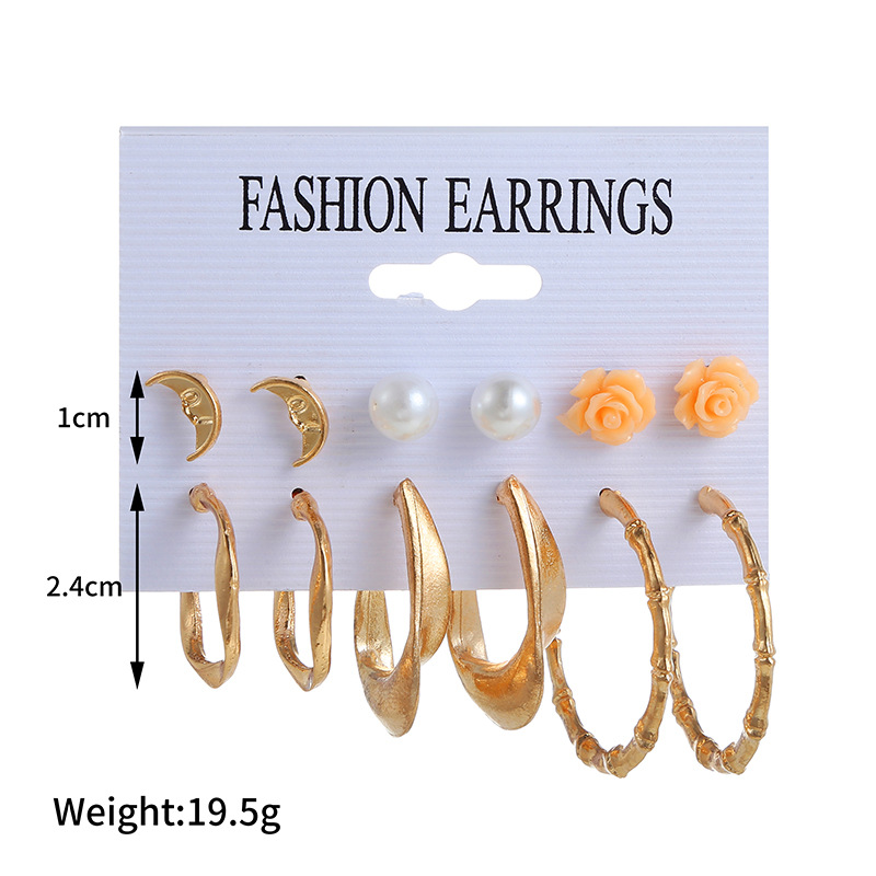 New circle 6 pairs of earrings set fashion pattern earrings pearl earrings wholesalepicture5