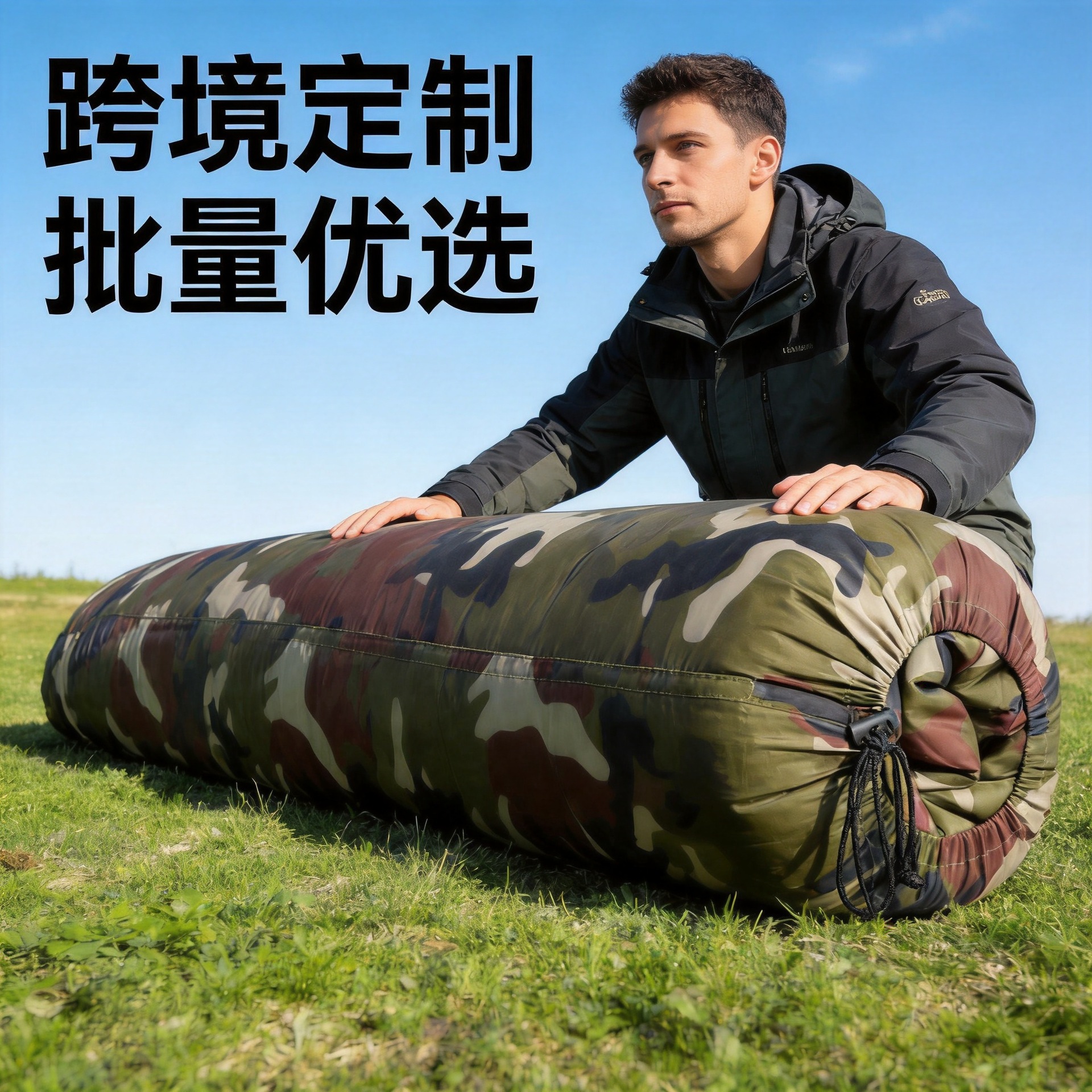 Transfronterizo solo movimiento de camuflaje bolsa de dormir de viaje de verano que acampa al aire libre sucio saco de dormir adulto portátil
