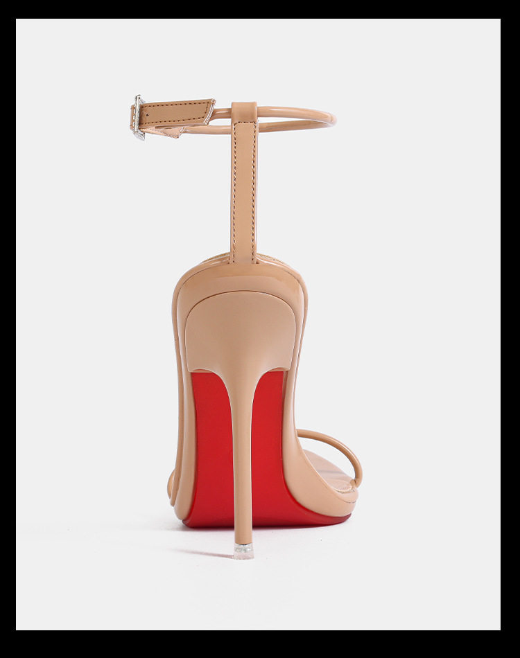 Sandal nữ quai ngang một chữ màu nude, gót nhọn siêu cao, giày thời trang dự tiệc — Màu be, Màu bạc, Màu trắng, Màu tím chi tiết 25