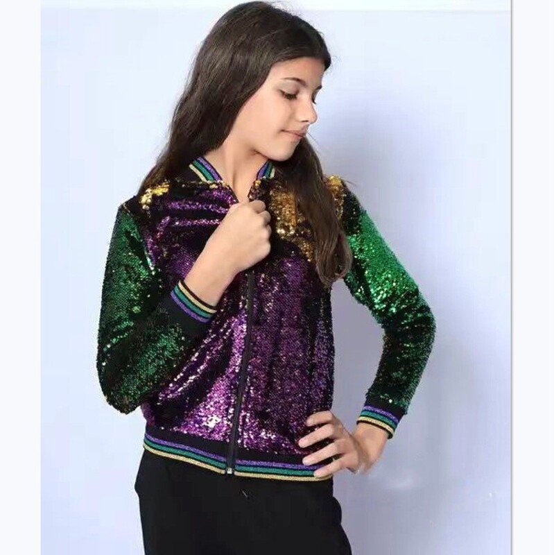 2023 new festival festive party Children teenagers adult short double-sided sequined sequin coat