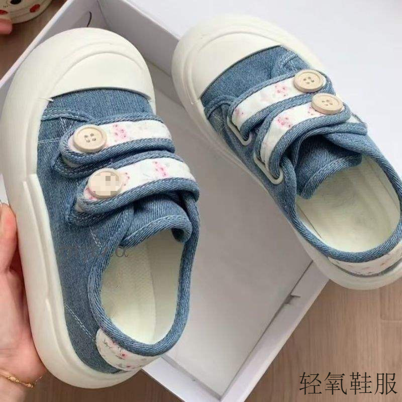 魔术贴圆头帆布鞋女2025新款多巴胺鞋子休闲百搭学生小白鞋夏薄款|undefined