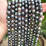 11-15mm经典大溪地螺纹巴洛克异形黑珍珠项链海水微瑕水滴男女