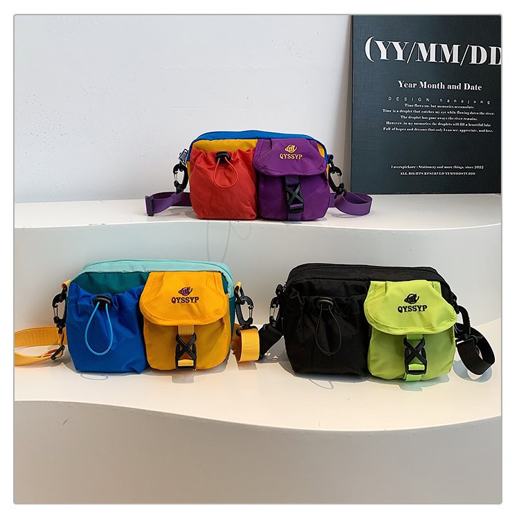 Dopamine Color-Blocking Fashion Shoulder Bag, New Multi-Pocket Trendy Versatile Crossbody Bag, Workwear Style Sports Small Bag