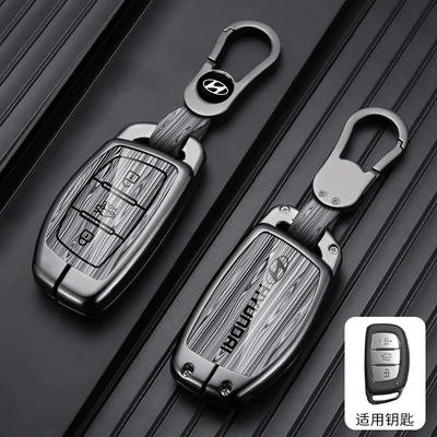 Tucson L Special Metal Car: Car key bag - standard-type-b-middle-trunk-wood-grain-gray-car-logo-buckle