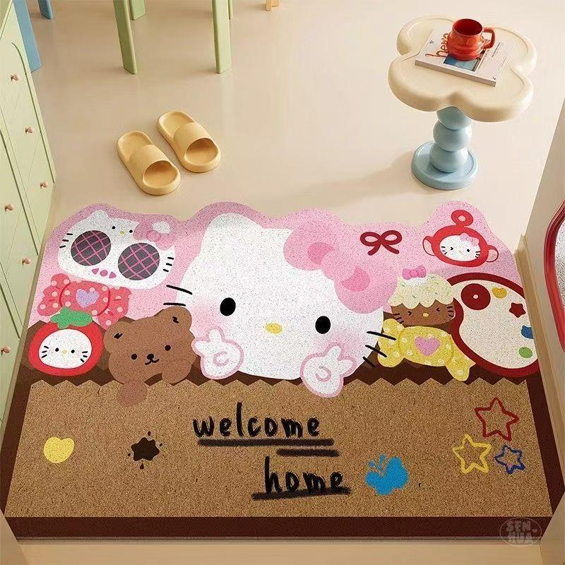 HelloKitty入户门地垫进门除尘蹭土脚垫玄关耐磨可裁剪丝圈脚垫子|undefined