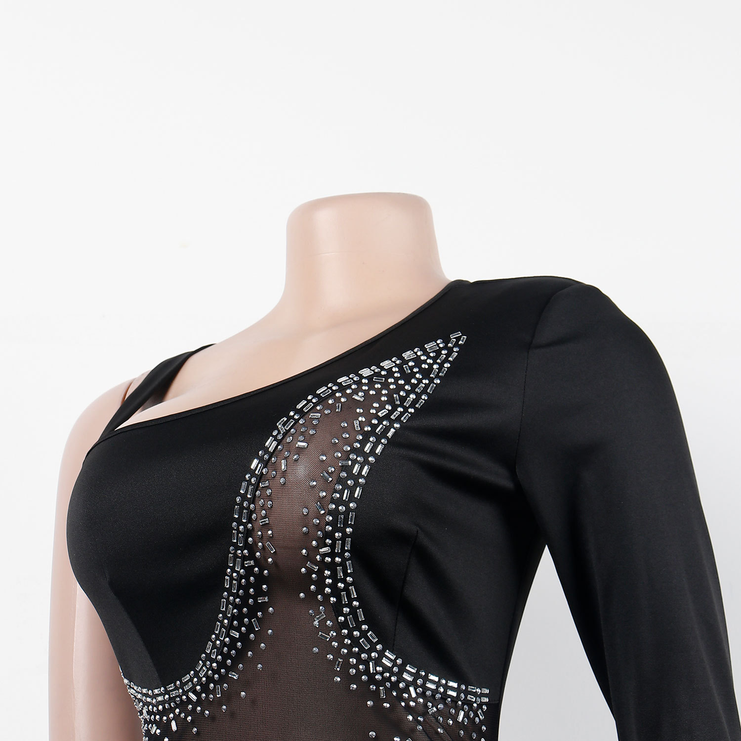 Sexy Slim-Fit Mesh Rhinestone Dress Nightclub 15 Sexy Slim-Fit Mesh Rhinestone Dress Nightclub