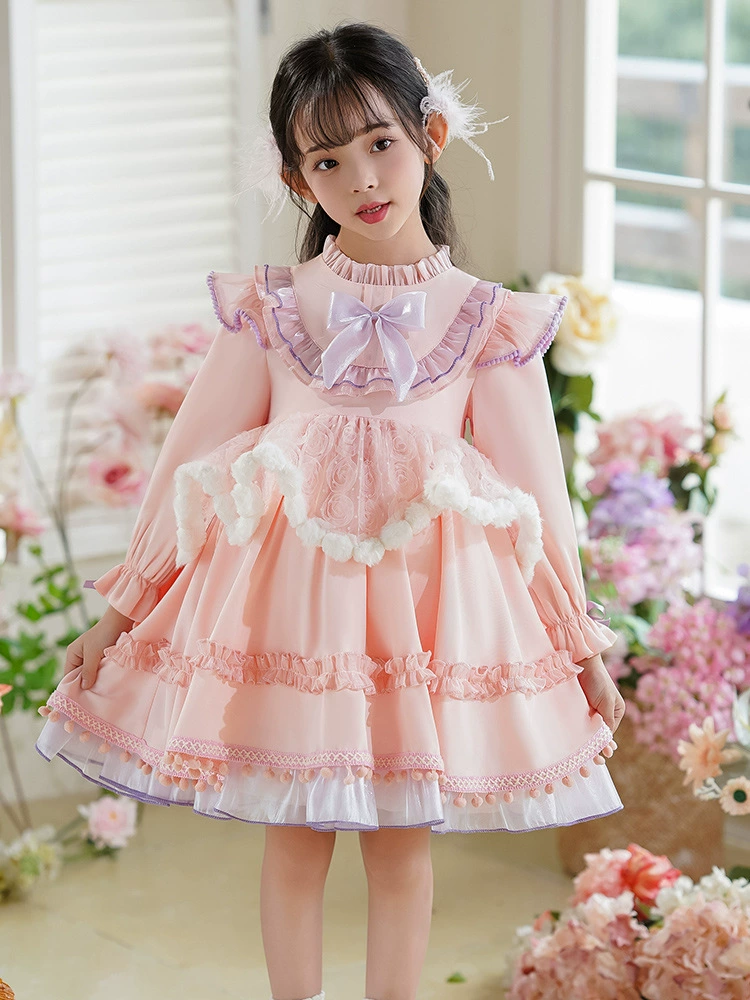 Детский небольшой костюм принцессы, милое осеннее платье, стиль Lolita, подарок на день рождения
