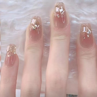 Handmade wear nail wholesale champagne night flash nail nail nail patch nail patch finished nail removable nail patch