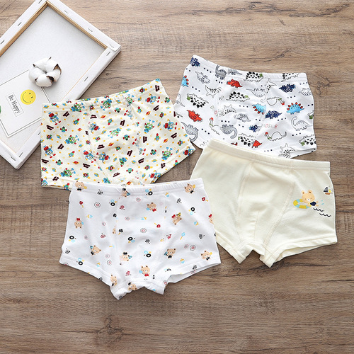 Distribution and distribution of four-season hygienic bottoming, sweat-absorbent, breathable and comfortable, ammonia cotton elastic flat underwear for boys and girls, boxer briefs