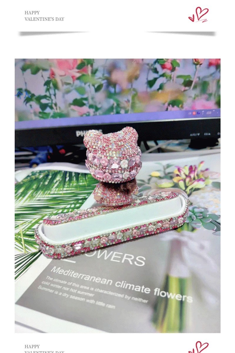 Car temporary parking number plate, car parking sign ornament, diamond-encrusted, popular style for girls