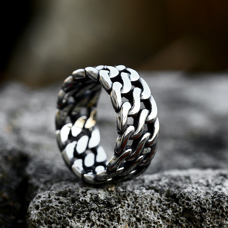 European Retro Cuban Chain Ring In Titanium Steel For Men And Women_voghion.com