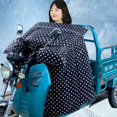 Suitable for Electric Tricycle Windshield Quilt, New Winter Style Fleece-Lined, Thickened and Windproof and Warm Tricycle Windshield Quilt (Motorcycle front windshield) - electric-tricycle-dual-series-wings-black-and-white-dots