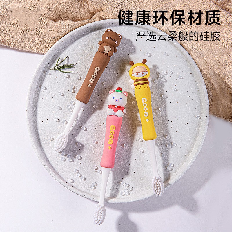 Children's cartoon cute toothbrush 3-6-12 years old tooth protection soft fine hair independent packaging baby cute oral tooth cleaner