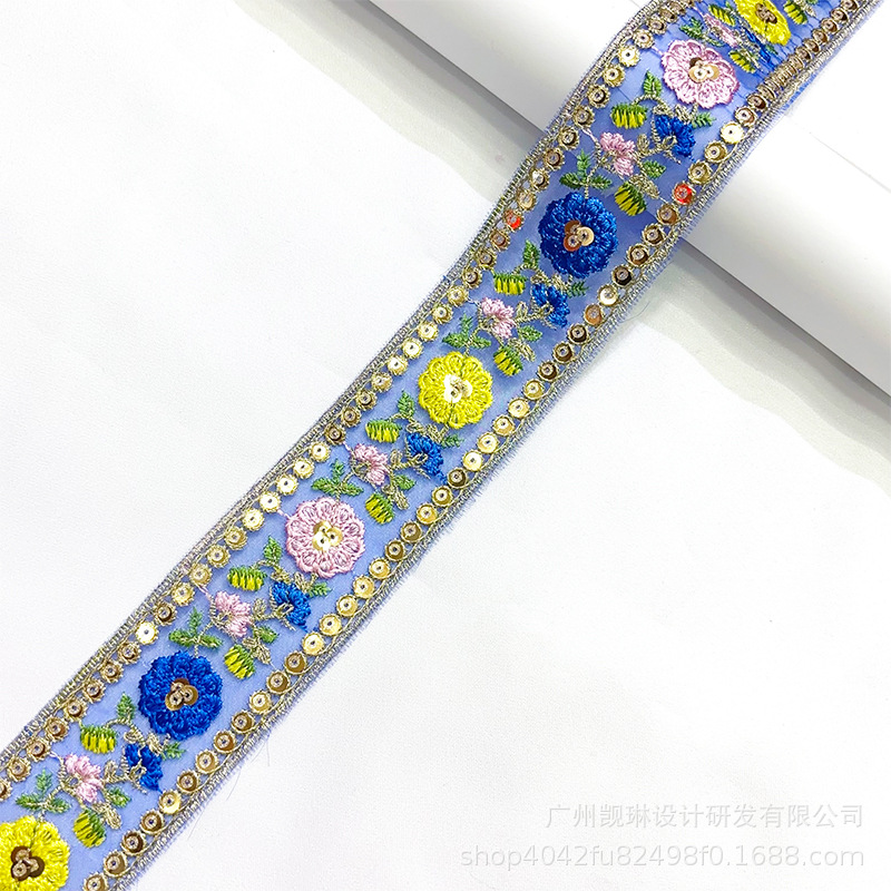 Accesorios de encaje de color de estilo étnico código de barras Hanfu accesorios de ropa código de barras de encaje spot al por mayor