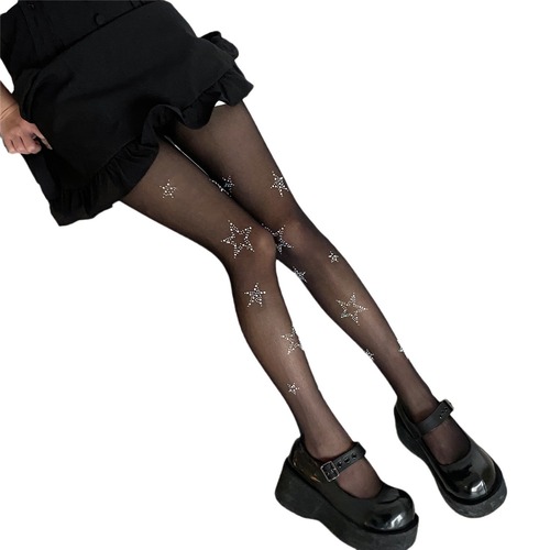 Starry Hotfix Rhinestone Stockings for Women, Freely Cuttable, Alluring 