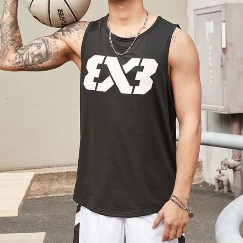 3X3 chaleco de malla de secado rápido ropa de entrenamiento transpirable FIBA chaleco deportivo de baloncesto delgado sin mangas fábrica de comercio estadounidense