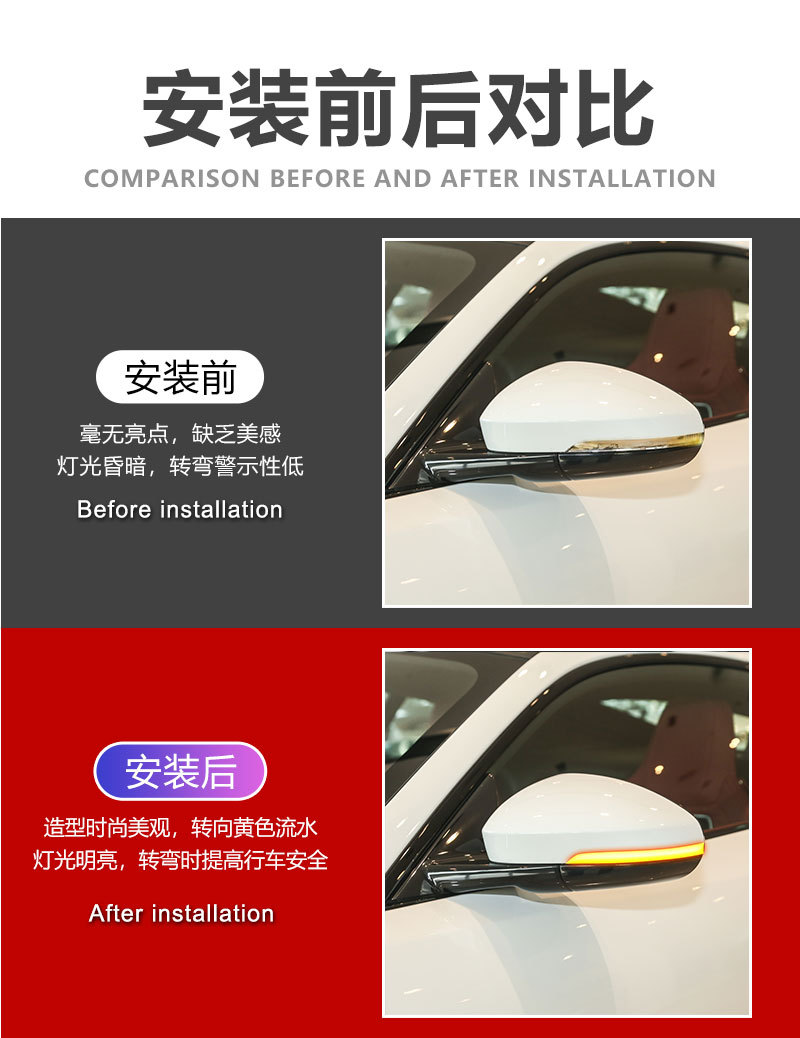 Suitable for Jaguar XEL XFL XF XJ F-TYPE rearview mirror running water turn signal day running light dynamic blue
